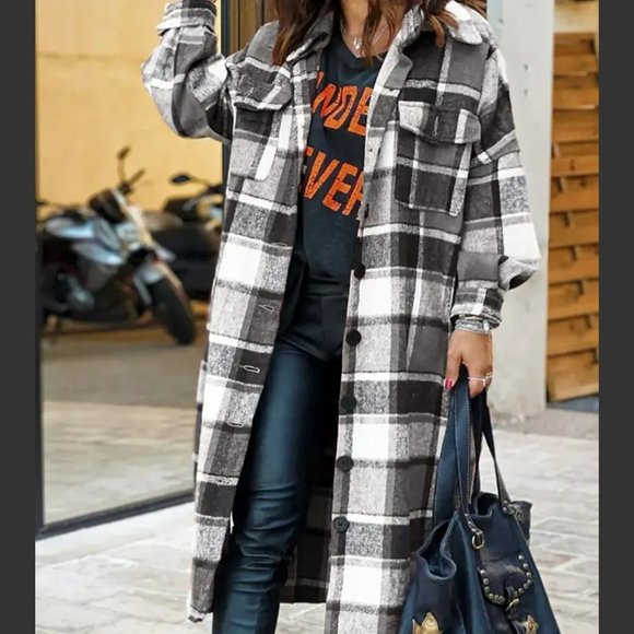 Long Plaid Duster jacket - Picture 1 of 1